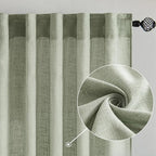 MIULEE Sage Linen Curtains 96 Inch Length 2 Panels - Image 2