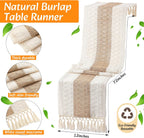 6 Sets Boho Table Runner and Woven Round Placemats Set, Khaki, 12x72