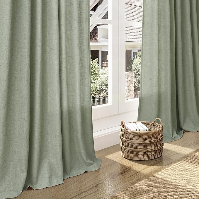 Desert Sage Linen Curtains 90 Inch Long 2 Panels Set - Image 6