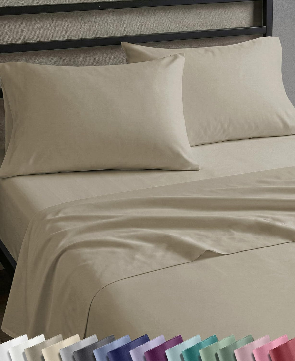 Soft Natural 100% Cotton Sateen Queen Sheets, 4 Pc Set, Bright White