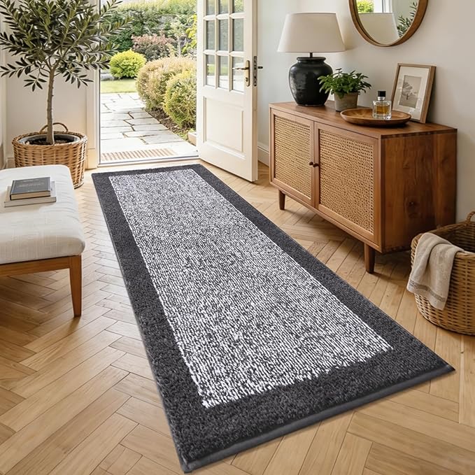 70x24 Long Bathroom Rugs Washable Non Slip, Dark Grey Bath Mat - Image 4