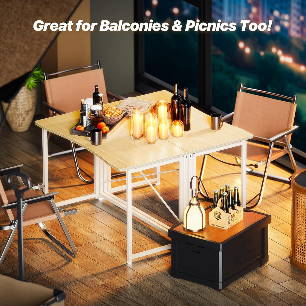 Huuger Folding Desk for Small Spaces, 39.4 Inch Foldable Computer Table