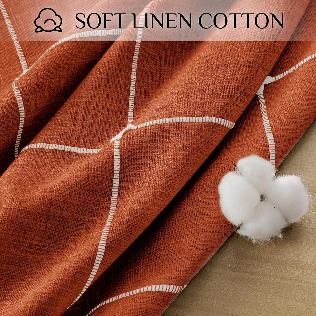 Softalker Fall Linen Rectangle Tablecloth with Tassel, 55 x 120 Inch