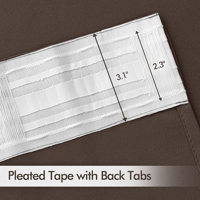 MIULEE Chocolate Brown Back Tab Blackout Curtains 102 Inch Long 2 Panels Set - Image 4