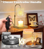 TigQiang Elegant Candle Warmer Lamp, Height Adjustable, Women Gifts, Brass