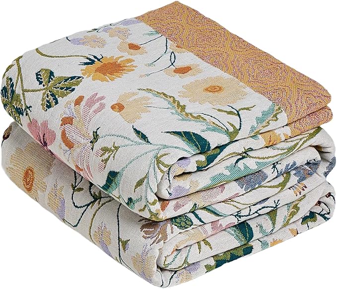 MSGKV The Boho Layer: 50"x60" Cotton Throw Blanket – Lightweight & Reversible by MSGKVHomeTextiles