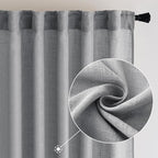 MIULEE Grey Linen Curtains 96 Inch Long - Image 2