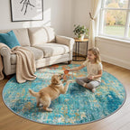 Washable Area Rugs 6ft Non-Slip Modern Abstract Soft - Image 2