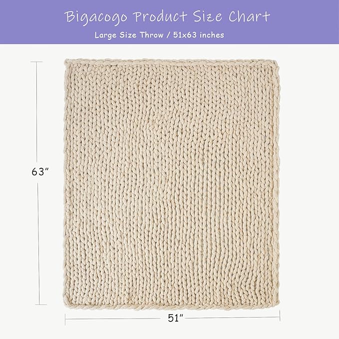 Bigacogo Chunky Knit Throw Blanket - Image 2