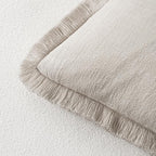 MIULEE Decorative Throw Pillow Covers Neutral Linen Fringe Throw Pillows Set of - Image 3