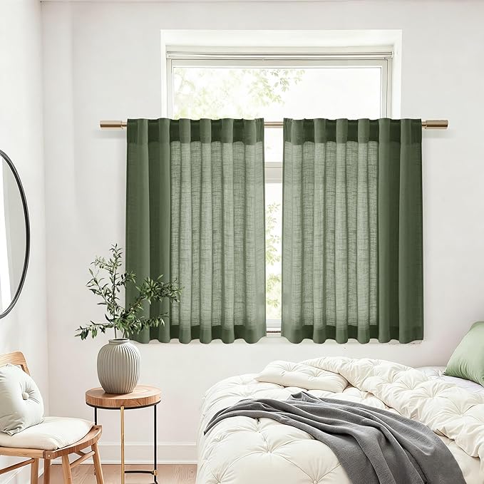 Nanspring Short Linen Cafe Curtains 36 Inch Length - Image 6