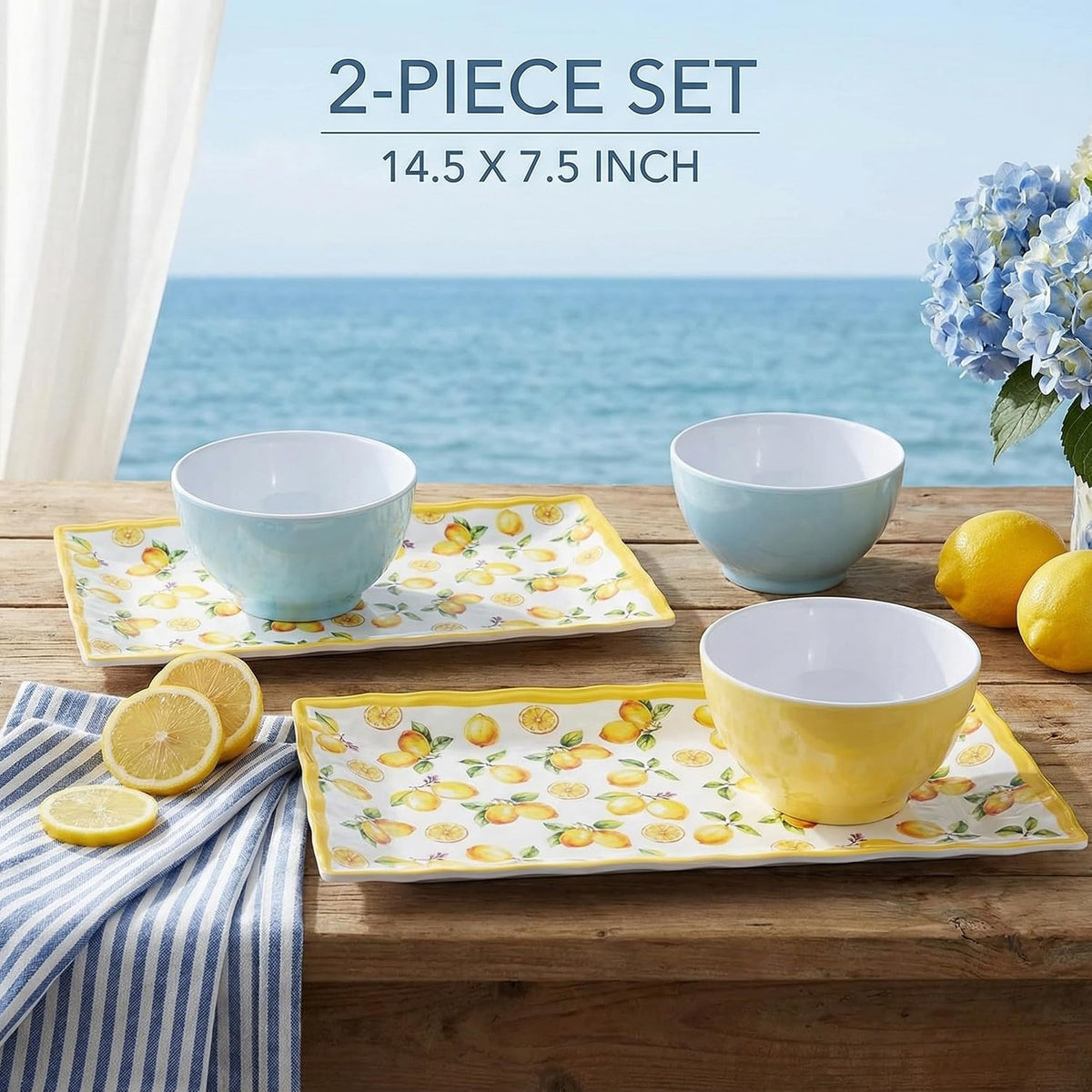 Melamine Serving Platters 14.5 in Serving Trays for Party Lemon