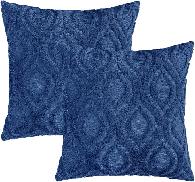 decorUhome Throw Pillow Covers 22x22 Inch Set of 2, Soft Plush Faux Wool Dark - Image 8