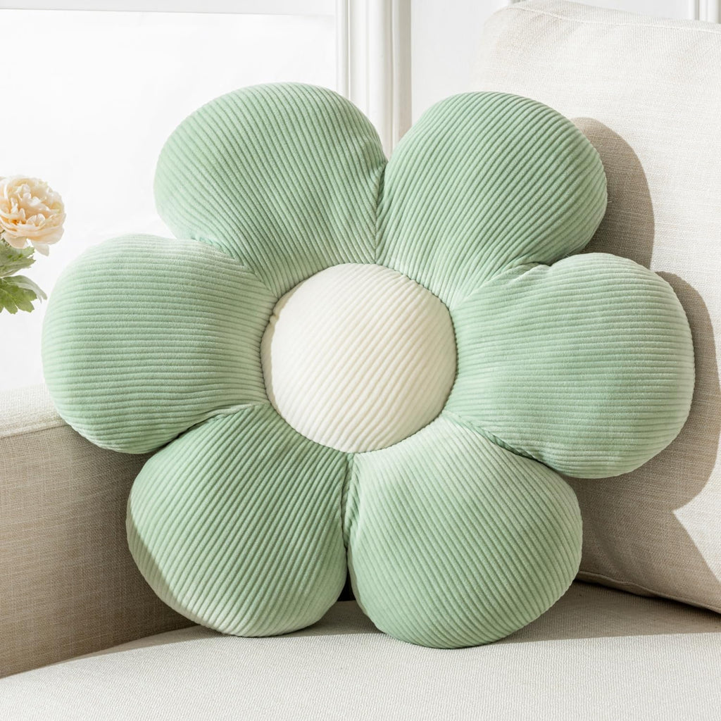 Flower Pillow,15.75" Daisy Pillow Sage Green Decorative Pillows