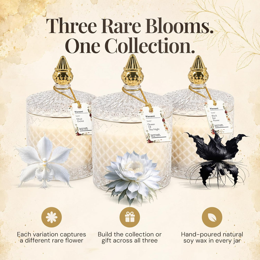 VIONAMI Queen of The Night Rare Flower Fragrance Luxury Scented Candle Gift
