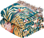 MSGKV Boho Throw Blanket for Couch 50"x60" 100% Cotton Jungle Animal Blanket by MSGKVHomeTextiles