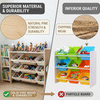 Amdermi Kids Toy Storage Organizer with Bookcase and Stuffed Animal Zoo, 4-in-1 Wooden Multi Bin Toy Shelf for Toddlers, Playroom, Bedroom, Nursery