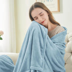 BEDELITE Fleece Blankets Queen Size Washed Blue Throw Blankets - Image 3