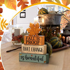 Lineshading 4 Pcs Fall Decoration For Home Wooden Maple Leaf Stacked Decor