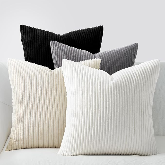 Topfinel Black and White Decorative Throw Pillow Covers, Soft Velvet Modern by Topfinel