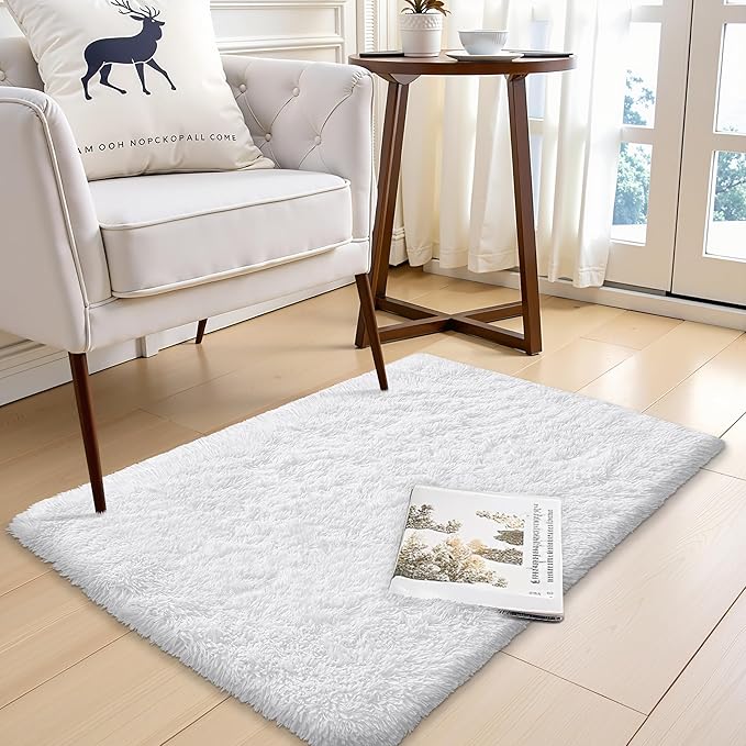 OLANLY 2x3 Machine Washable Small Bedside Rug, Soft Fluffy Shaggy Entryway - Image 7