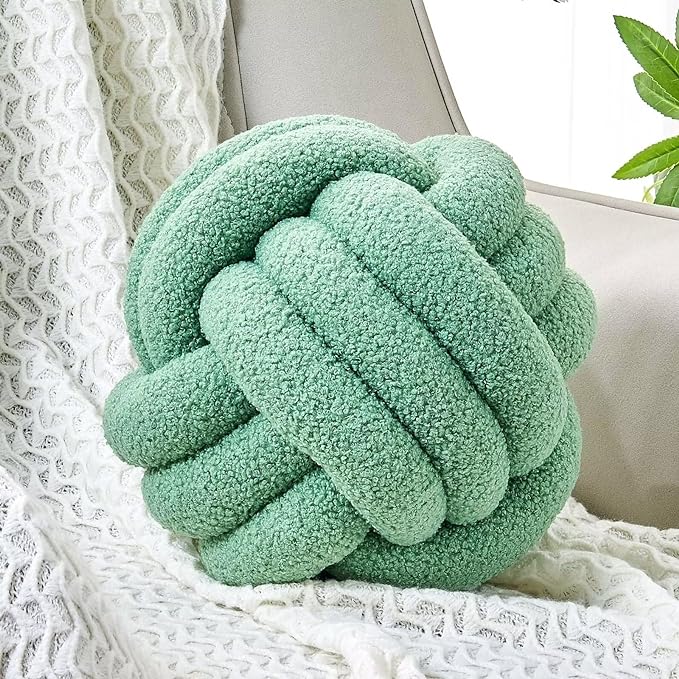 Uvvyui Knot Pillow Ball, Soft Home Decorative Round Throw Pillow, Handmade by Uvvyui