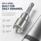 10 Pcs Power Nut Driver Drill Bit Set, 6-15mm, 6.5" Long, Magnetic
