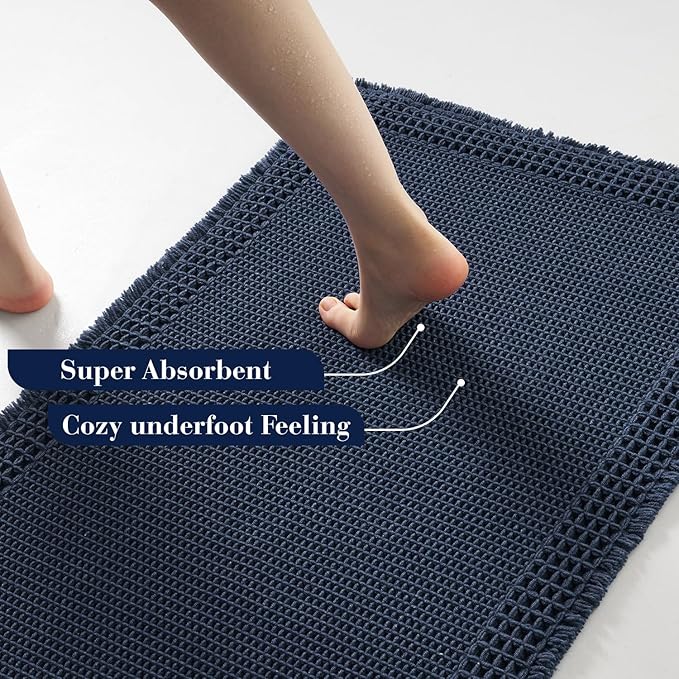RESARE Waffle Bathroom Runner Rugs, Super Absorbent Bath Mat Non Slip Washable - Image 3
