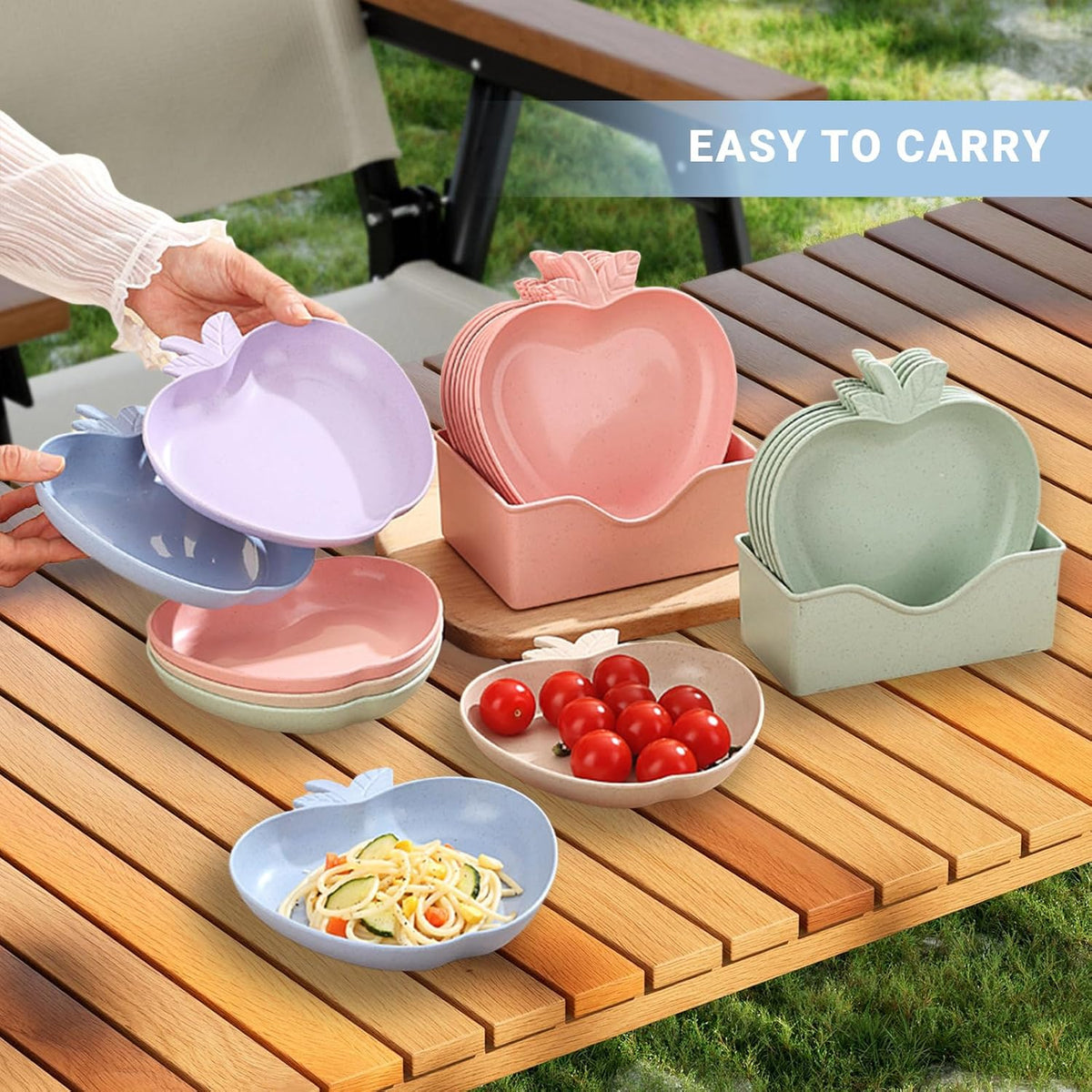 5 Pack Small Appetizer Plates, 6 Inch Wheat Straw Dessert Salad Plates, Pinch Bowls for Cooking Prep, Plastic Dipping Soy Sauce Dish, Dip Bowls for Party Condiments Side Dish Serving (5 Colors)