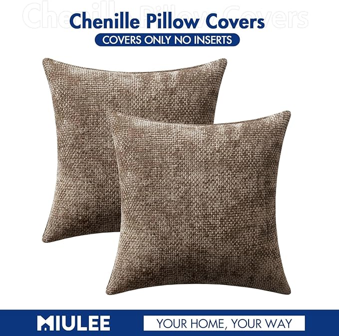 MIULEE Pack of 2 Couch Throw Pillow Covers 20x20 Inch Brown Boho Accent - Image 7