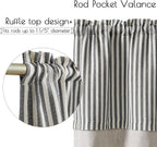 jinchan Stripe Linen Kitchen Valance Curtain, 50x16, 1 Panel, Grey