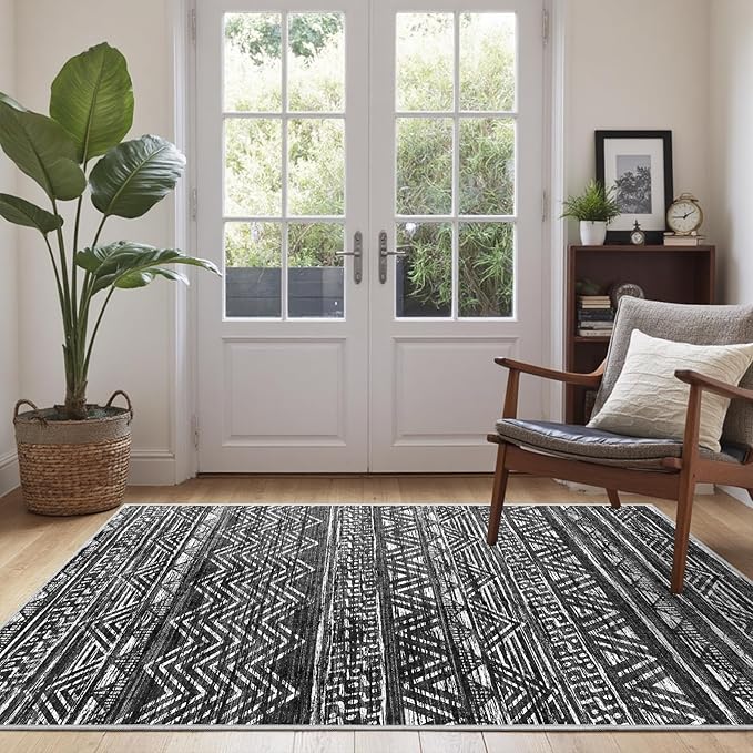 3x5 Washable Entryway Area Rug: Modern Moroccan Small Runner Rug Indoor Soft - Image 9