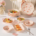 Ceramic Dinnerware Set, Series Kavara Ⅱ, (Pink Peach Blossom)