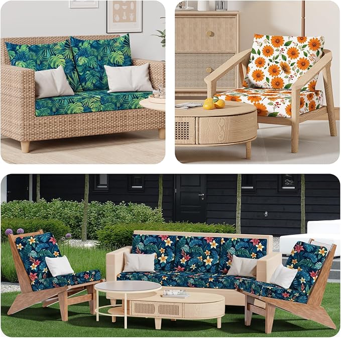 8Pcs Stretch Patio Cushion Covers, Outdoor Couch & Sofa Replacement Slipcovers - Image 8