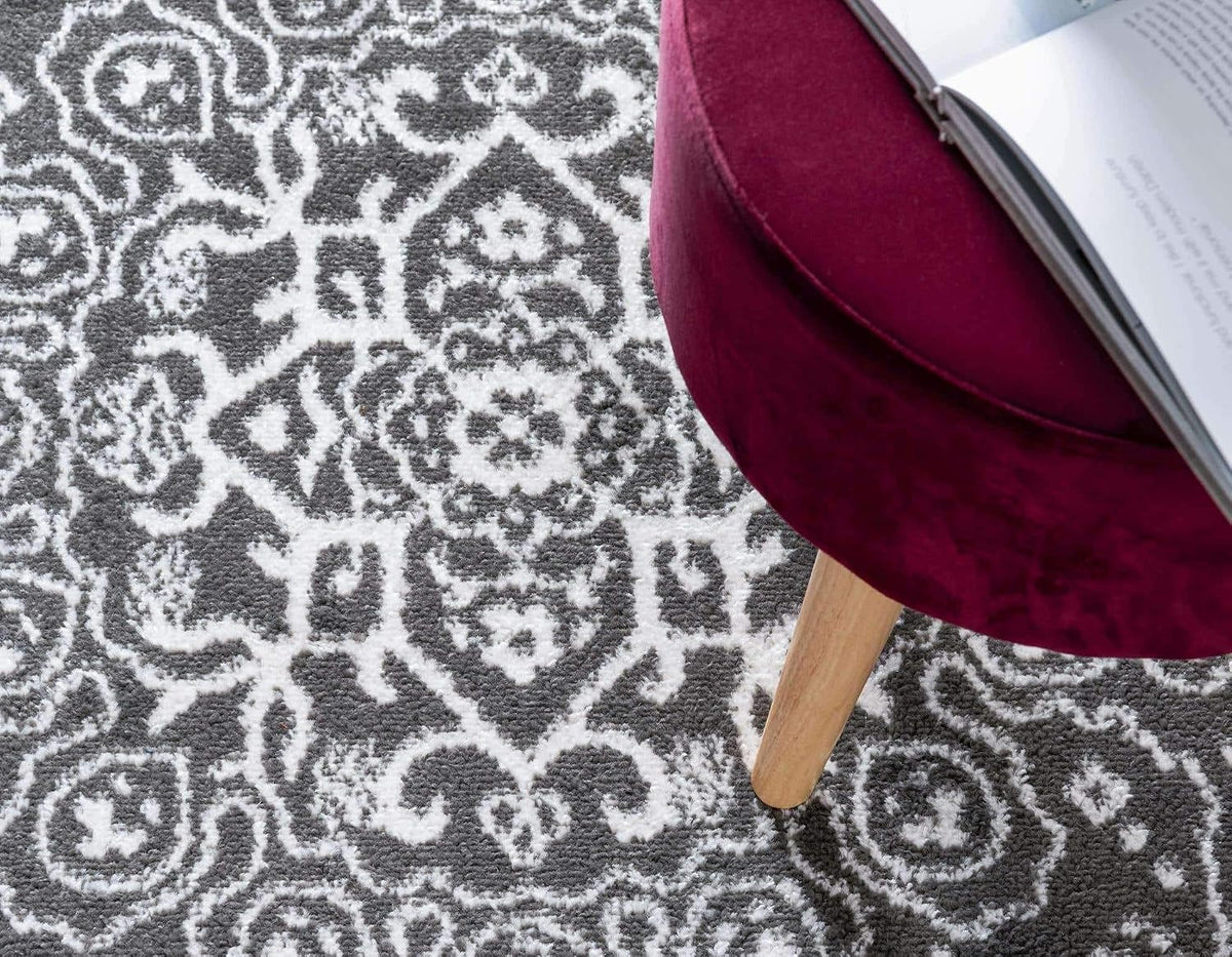 Unique Loom Richmond Collection Area Rug - Medallion (2' x 3' 1" Rectangle, Dark Gray/ Ivory)