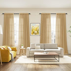 Gold Yellow Linen Curtains 102 Inches Long Rod Pocket Back Tab Drapes 2 Panels - Image 7