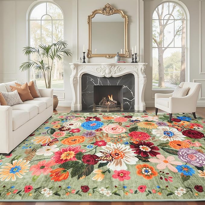 Green Living Room Rugs, Area Rugs 5x7 Rug - Image 2