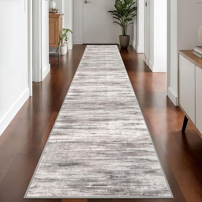 KOZYFLY Modern Abstract Washable Rug Runner 2.6x14 Hallway Rug Runner Non-Slip by KOZYFLY