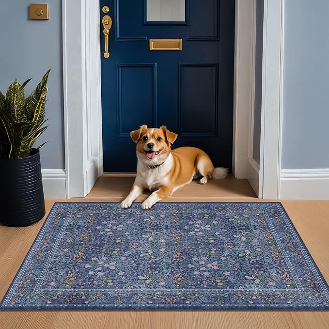 Vintage Dark Blue 3x5 Area Rugs - Image 7