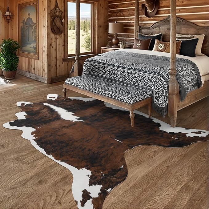 AROGAN Western Decor Faux Fur Cowhide Rug, 4.6x5.2 Feet Premium Animal Skin Cow - Image 6