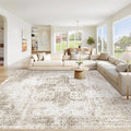 Area Rug 9x12 Washable Rug, Vintage Boho Medallion Rugs Non-Slip Soft Low Pile by VECARF