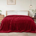 Exclusivo Mezcla Twin Size Flannel Fleece Blanket, Super Soft Striped Jacquard by ExclusivoMezcla