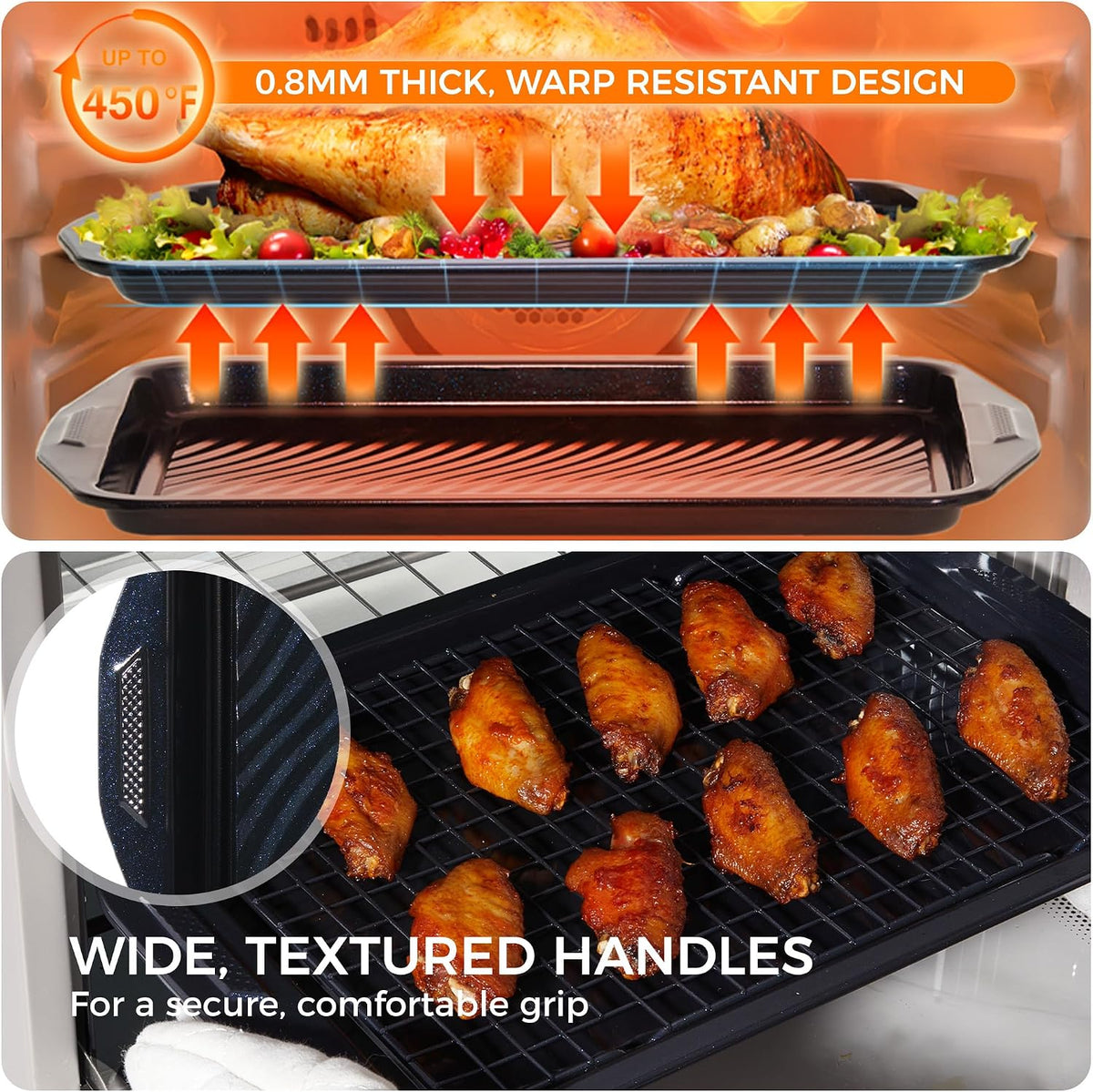 9-Piece Nonstick Bakeware Set, Non-Toxic Baking Pans Set, Shimmer Blue