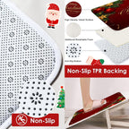 ArtSocket Christmas Bathroom Sets with Shower Curtain and Rugs, Red Gold