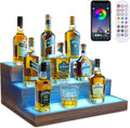 3 Tier Wine Rack with Light LED Liquor Bottle Display Case Acrylic Illuminated Bar Bottle Display Shelf RGB Lighting for Home Commercial Bar Party