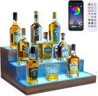 3 Tier Wine Rack with Light LED Liquor Bottle Display Case Acrylic Illuminated Bar Bottle Display Shelf RGB Lighting for Home Commercial Bar Party