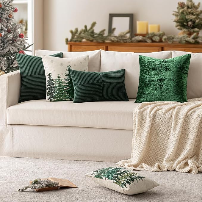 MIULEE Army Green Decorative Lumbar Throw Pillow Covers 12x20 Inch - Image 4