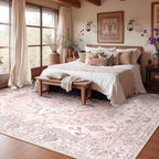 RELEANY Area Rugs 10'x14' Washable Non-Slip, Floral Vintage Distress Print - Image 2