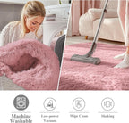 OLANLY Pale Pink Round Rugs for Bedroom - Image 3