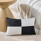 Fancy Homi Set of 2 Black White Lumbar Decorative Throw Pillow Covers 12x20 Inch - Image 2